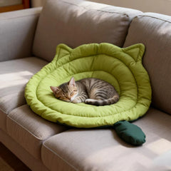 Big Face Cat Style Pet Bed Mat - Breathable All-Season Sleeping Pad for Dogs & Cats - Washable Soft Cushion