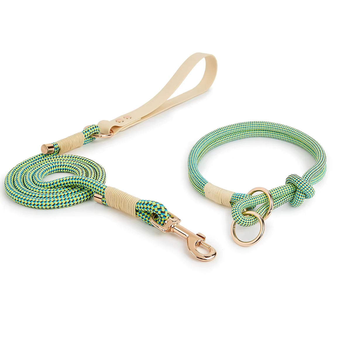 Slip Nylon Collar and Leashes Sets Pet Neck Ring Adjustable Rope for Small Medium Large Easy Handle Outdoor Walking Dogs 4 Sizes
