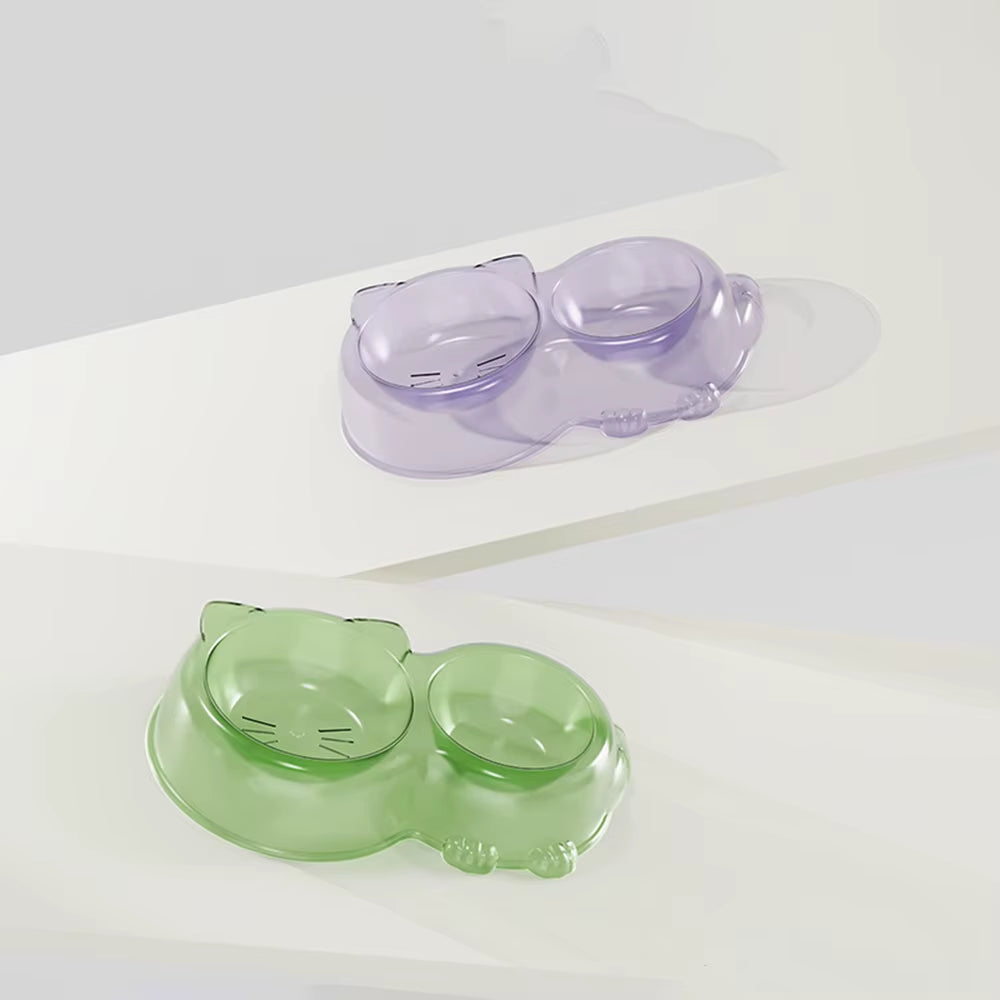 Cat Food Bowl - Pet Double Bowl Set, Anti-Spill Dog & Cat Feeding Bowls, Non-Slip Pet Food & Water Bowls,
