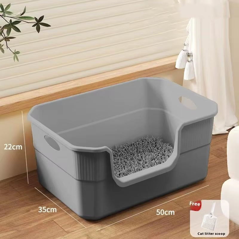 Open-Top Cat Potty Cat Garbage Odor-Resistant Bin Large Capacity Large Size Semi Enclosed Anti-Spla Cat Toilet Pet Supplies