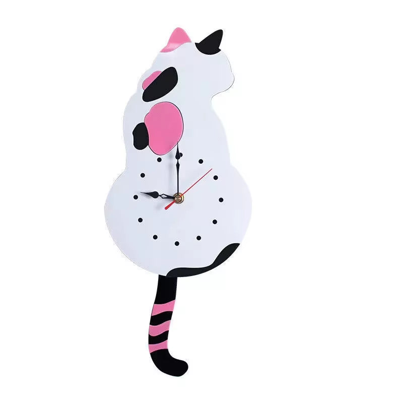 Creative Wagging Tail Cat Wall Clock – Silent Quartz Acrylic Clock for Home & Kitchen Decoration