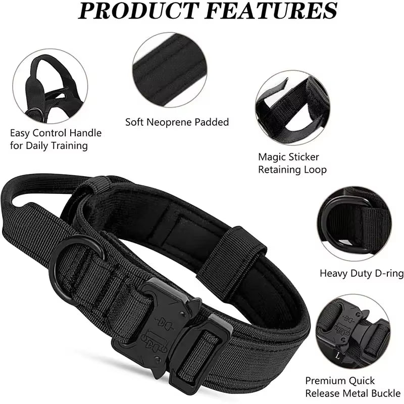 Outdoor Sports Style Tactical Dog Collar Usable Collar for Medium to Large Dogs with Traction Capability for Dog Training