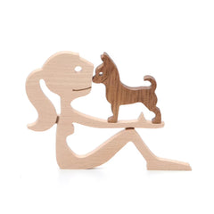 Family Puppy Wood Dog Crafts - Home And Office Decor