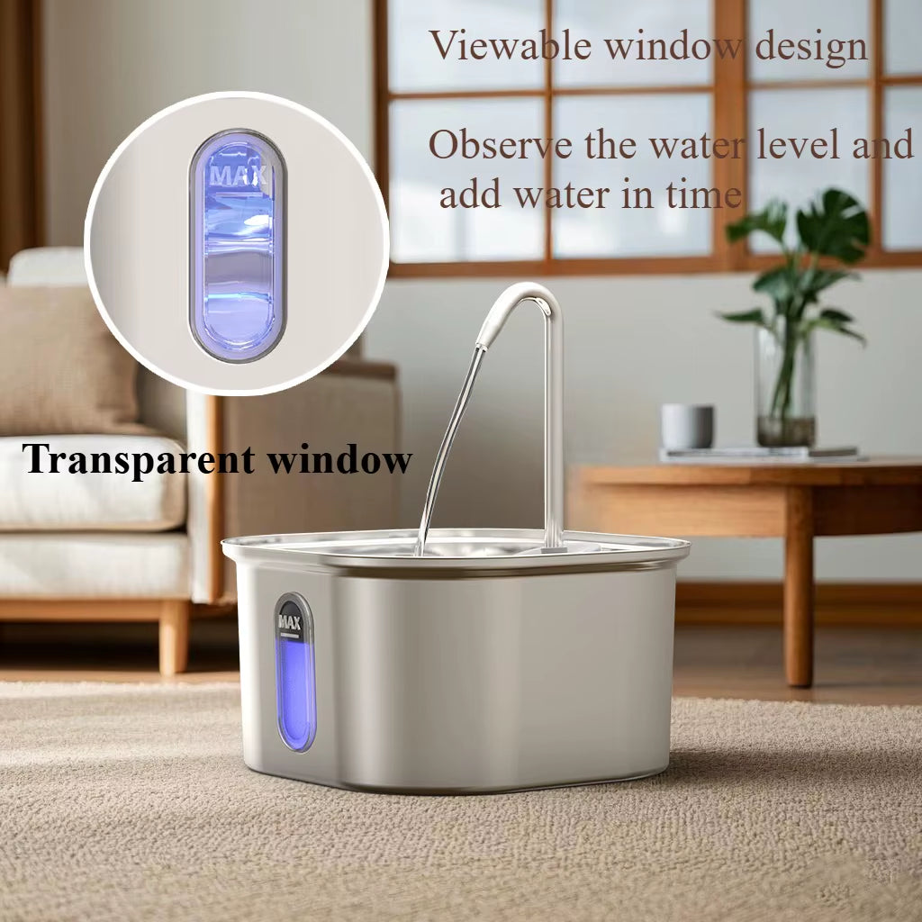 Stainless Steel Automatic Cat Water Fountain with USB Electric Ultra-Quiet Pump - Pet Water Dispenser for Cats and Dogs
