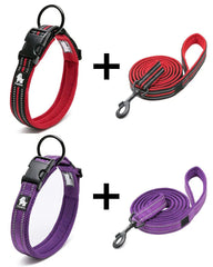 Premium Reflective Dog Leash & Collar Set – Adjustable, Durable & Safety-Enhanced Design