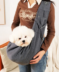 Comfortable Pet Sling Carrier - Hands-Free Crossbody Travel Bag with Storage Pocket and Soft Sided Structure for Small Dogs, Cats, and Puppies