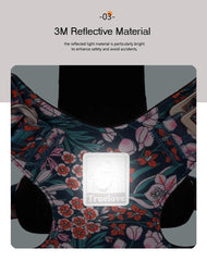 Premium Floral Cotton Dog Harness - 3M Reflective All-Season Vest