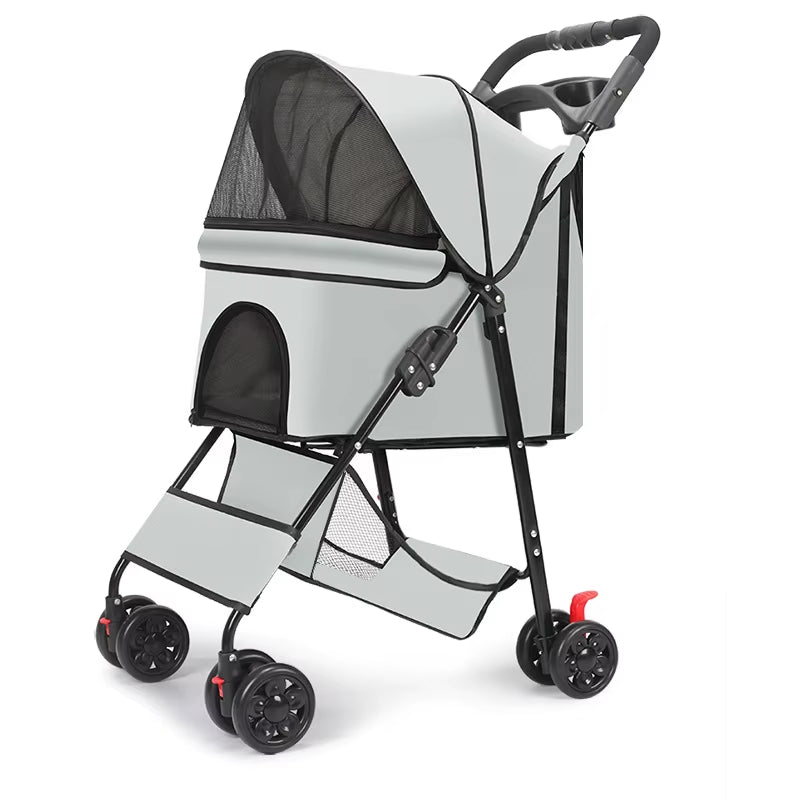 High Quality Pet Stroller Teddy Cat and Dog Stroller Small Lightweight Foldable Outdoor Stroller Suitable for Outdoor Activities