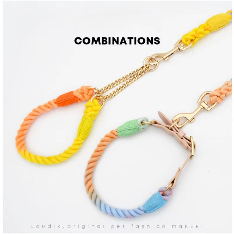 Loudik Wholesale Short-Pull Large Dog Rope Explosion-Proof Pet Traction Rope P-Chain Collar Set Medium and Large Dog Supplies