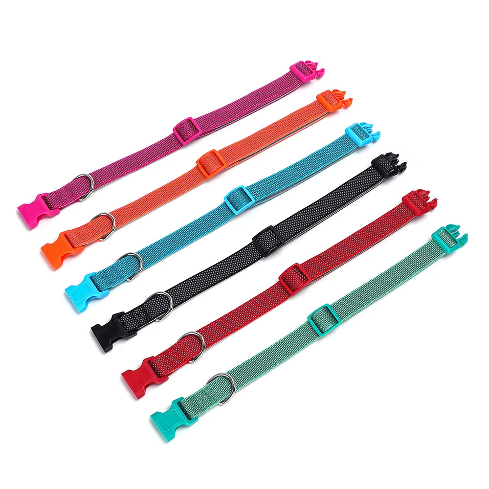 Reflective Dog Collar for Small to Large Dogs - Durable Adjustable Nylon Puppy Collar - High-Visibility Safety Neck Collar for Night Walking