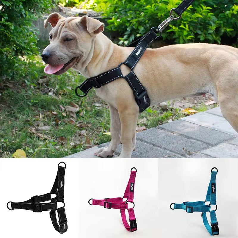Easy Walking Dog Harness Nylon Adjustable Dog Harness for Small Medium Large Two Leash Attachments Running Training Harness