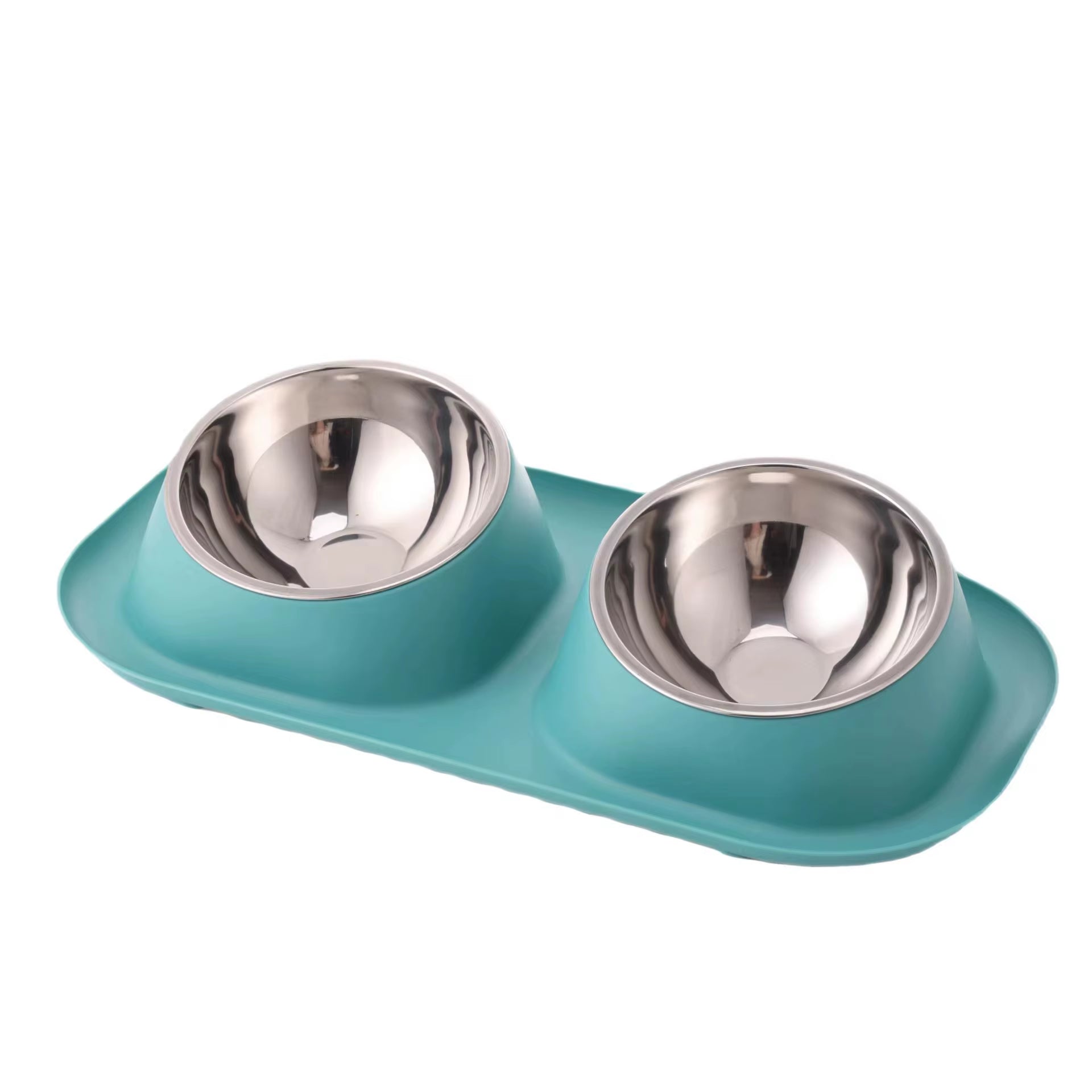 Stainless Steel Double Cat Dog Bowl Cat Food Container Non-Slip Base Pet Water Feeder