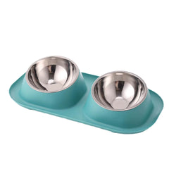Stainless Steel Double Cat Dog Bowl Cat Food Container Non-Slip Base Pet Water Feeder