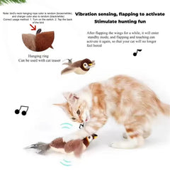 Hot Simulated Bird Cat Toy Interactive Toys Dog Rechargeable Chirping Flapping Bird(No Flying) Touch Activated Plush Pet Toy