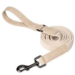5ft Durable Nylon Dog Leash with Soft PU Leather Handle – Strong Walking Lead for Small Medium and Large Dogs