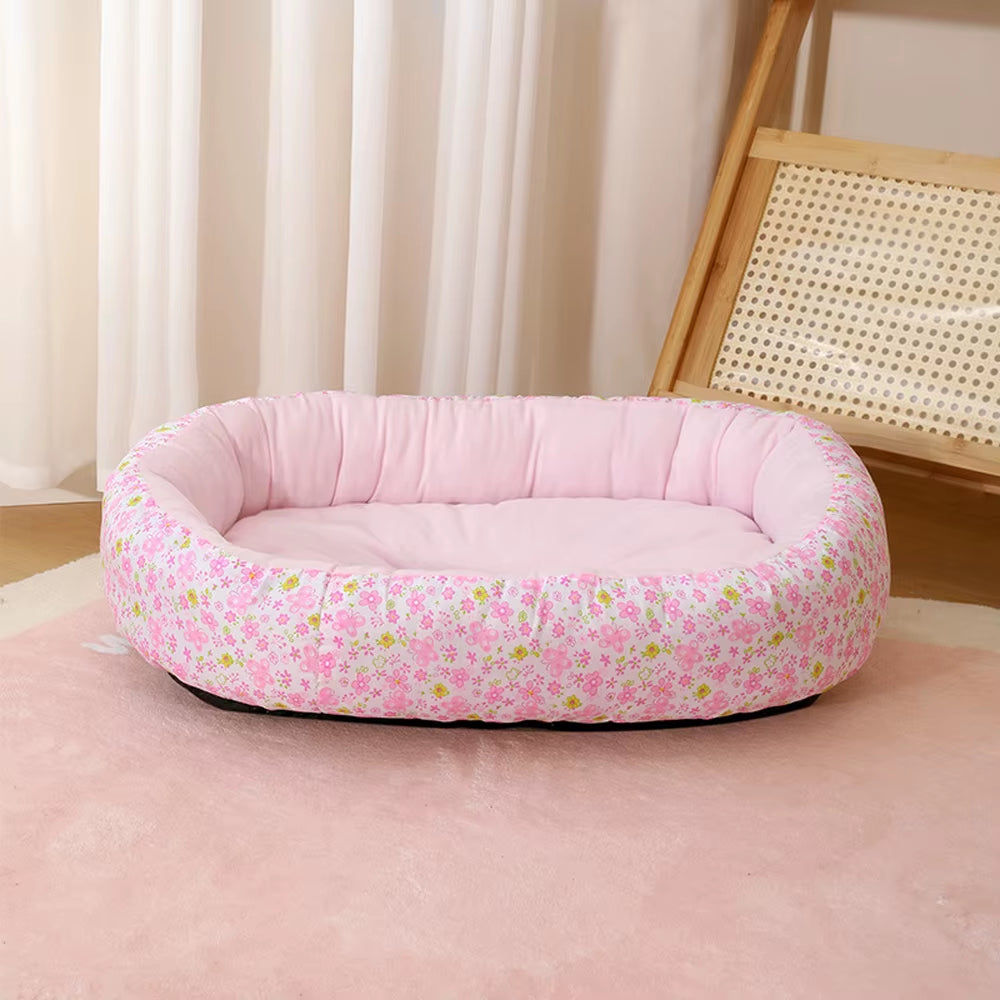 All Seasons Soft Medium Dog Bed House Flower Cute Small Cat Sofa Bed Comfortable Elastic Medium Cat Nest Kennel Accessories