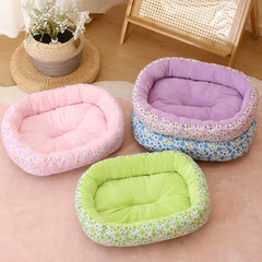 All Seasons Soft Medium Dog Bed House Flower Cute Small Cat Sofa Bed Comfortable Elastic Medium Cat Nest Kennel Accessories