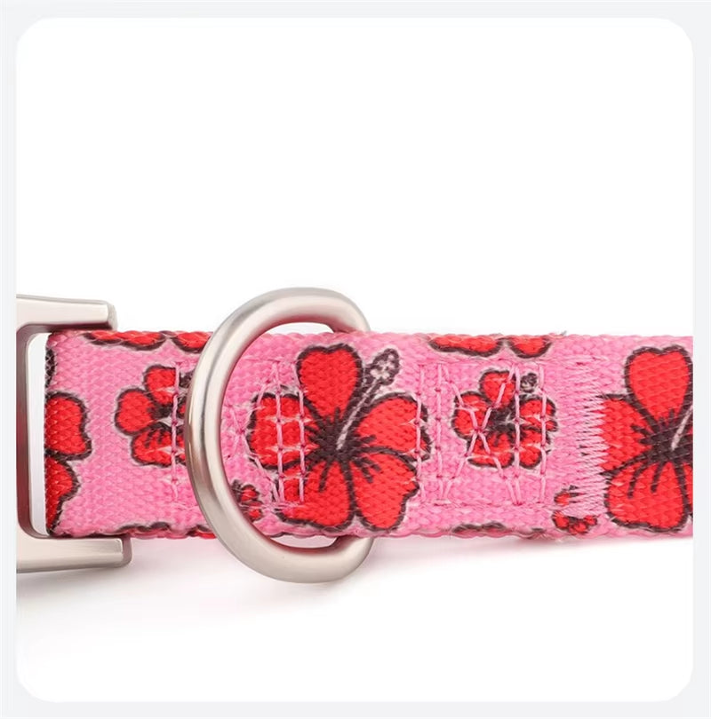 Creative Nylon Dog’S Neck Collar Printing Adjustable Unisex Accessories for Kitten Walking Exercise Durable Pet Puppy Necklace