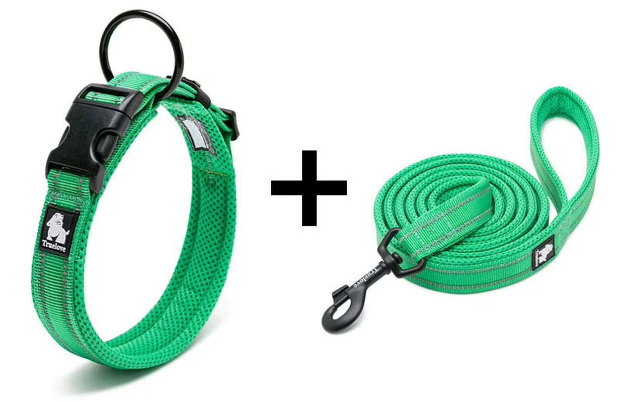 Adjustable Nylon Dog Collar and Leash Combo – Reflective Safety Design