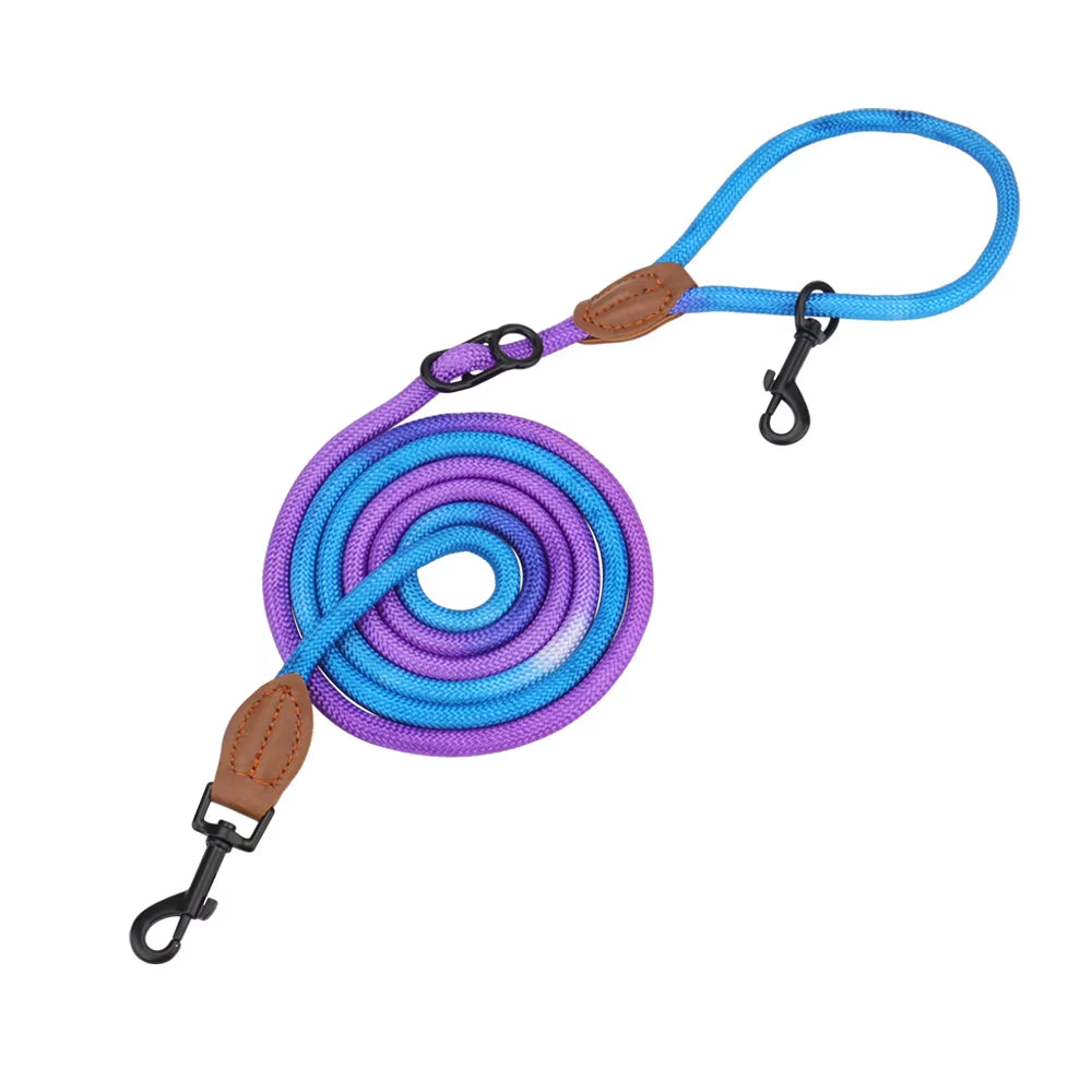 Double Head Crossbody Pet Leash – Adjustable Round Rope Lead for Dogs & Cats (235cm)