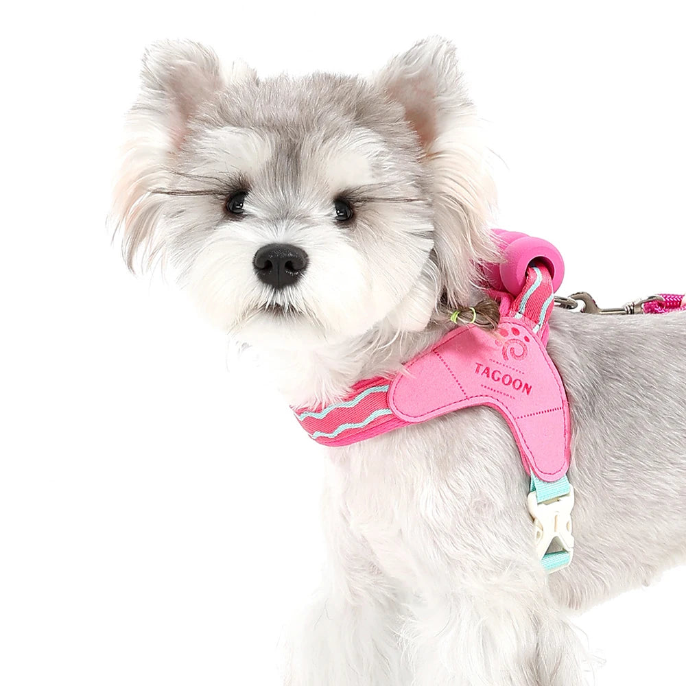 Breathable Soft Mesh Dog Harness - Lightweight Escape-Proof Cat Vest - Light Blue, Pink, Cream, Purple
