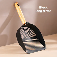Steel Cat Litter Scoop Long Wooden Handle