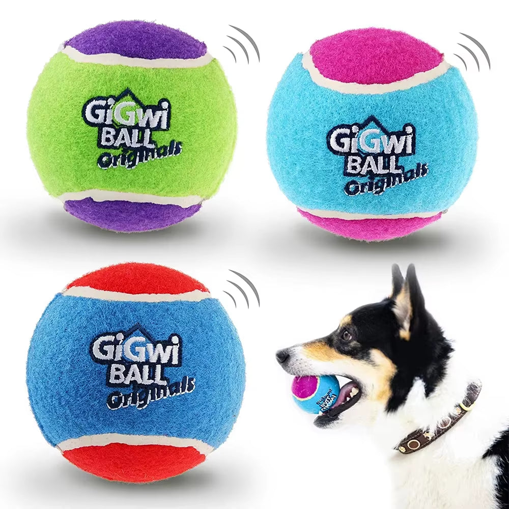 4Pcs/Set Pets Dog Squeaky Tennis Ball Toys Bite Resistant High Bounce Sound Rubber Ball for Small Medium Dogs Training Toy