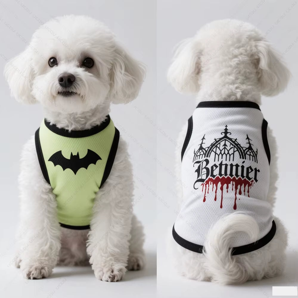 Pet Dog Clothing Gothic Style Dog Vest Sleeveless Cool and Breathable Essential Summer Pet Clothing Soccer Trend