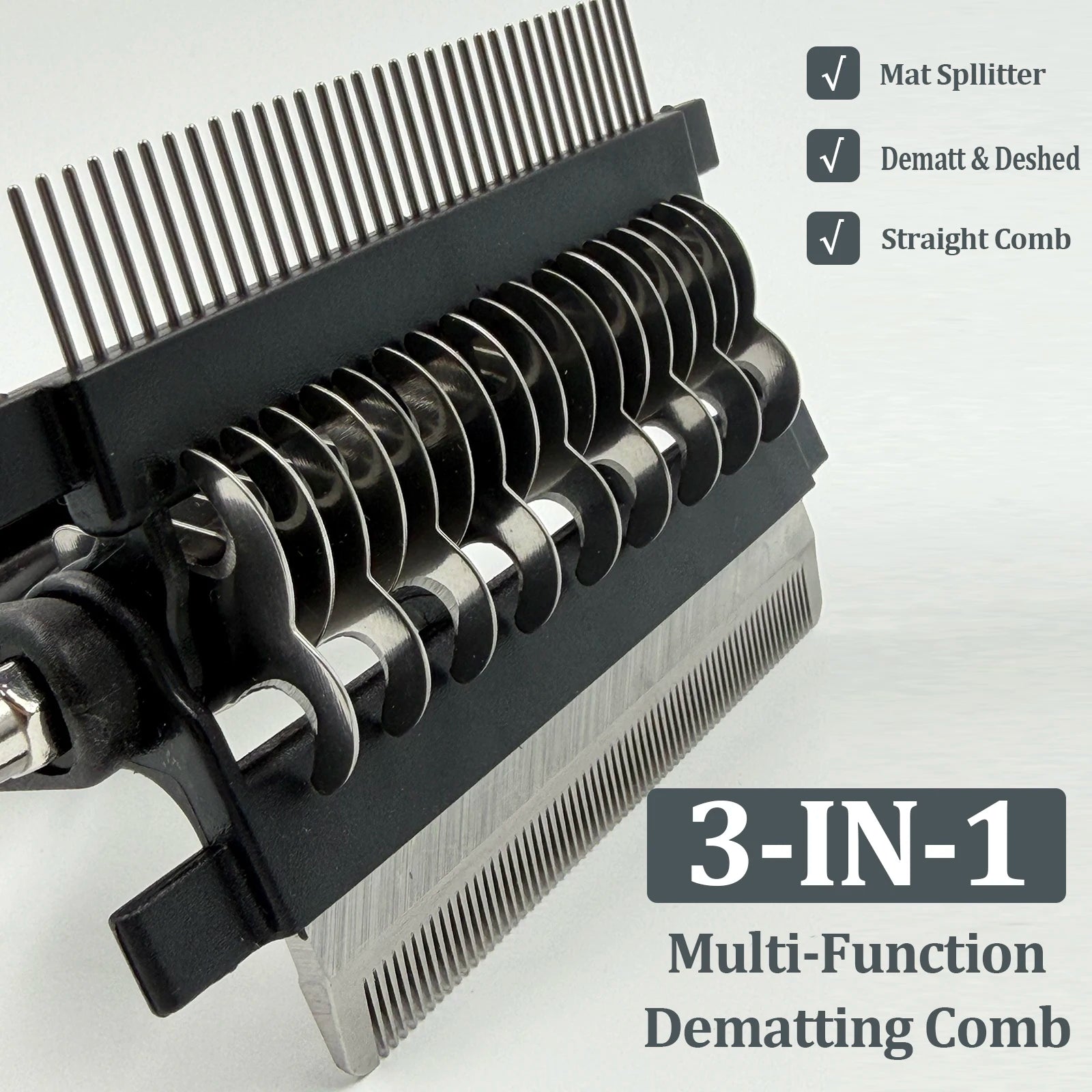 3-in-1 Pet Grooming Hair Brush Dog Deshedding Tool & Double Sided Dematting Comb with Stainless Steel Teeth Fur Knot Cutter