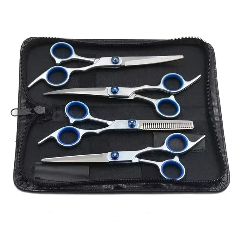 Professional Dog Grooming Scissors Set – 6 Inch Stainless Steel Pet Hair Cutting Kit with Thinning, Straight & Curved Shears + Comb