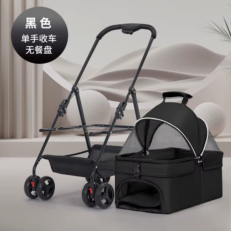 Lightweight Foldable Pet Cart for Small to Medium Dogs - Detachable Dog Walking Cart and Cat Carrier for Outings