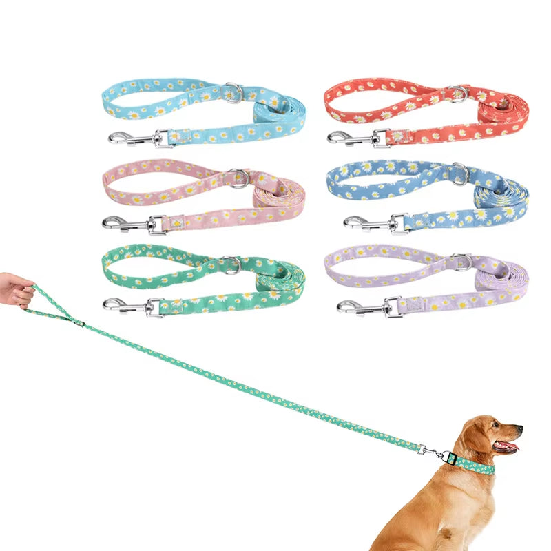 Flower Pattern Pet Leashes Dog Leash Small Cat Puppy Outdoor Walking Running Lead Rope Fashion Durable for Small Big Medium Dogs
