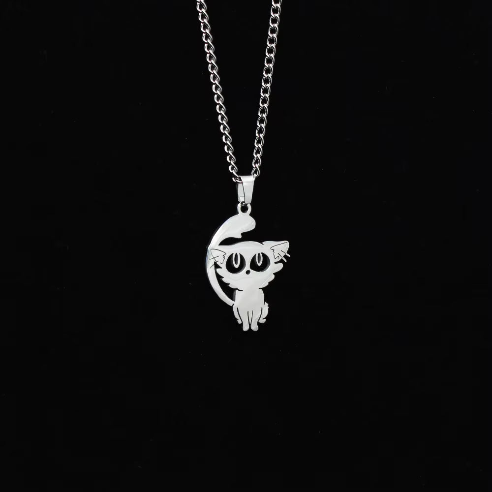 Daijin Cat Pendant Necklace - Anime-Inspired Titanium Steel Jewelry for Couples and Cosplay Enthusiasts