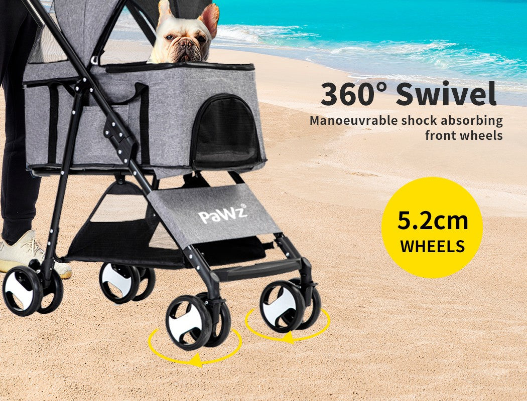 Pawz Pet Stroller Dog Cat Travel Carrier Bicycle Trailer Pram Foldable Pushchair
