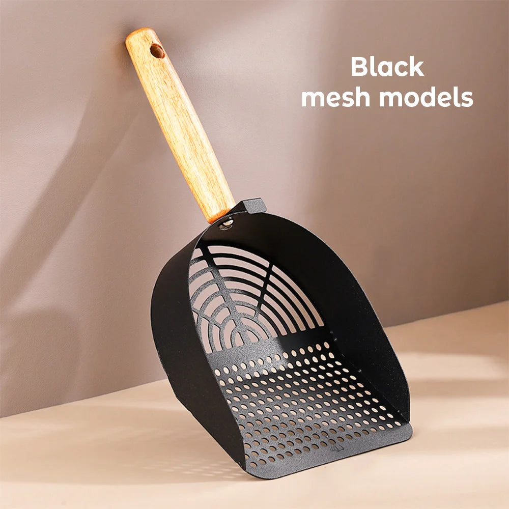 Steel Cat Litter Scoop Long Wooden Handle