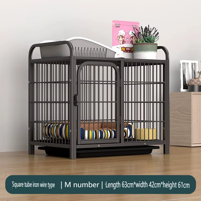 Dog Crate Furniture,Wooden Dog Kennel Indoor,Heavy Duty Dog Cage with Removable Tray, Dog House Double Doors Pet Crate Side