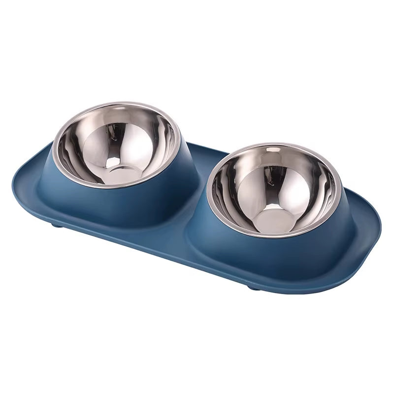 Stainless Steel Double Cat Dog Bowl Cat Food Container Non-Slip Base Pet Water Feeder