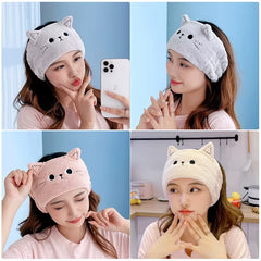 Cat Coral Fleece Head Bands for Women Cute Soft Hair Bows Headband Hairbands Wash Face Make up Turbans Bandage Girls Accessories