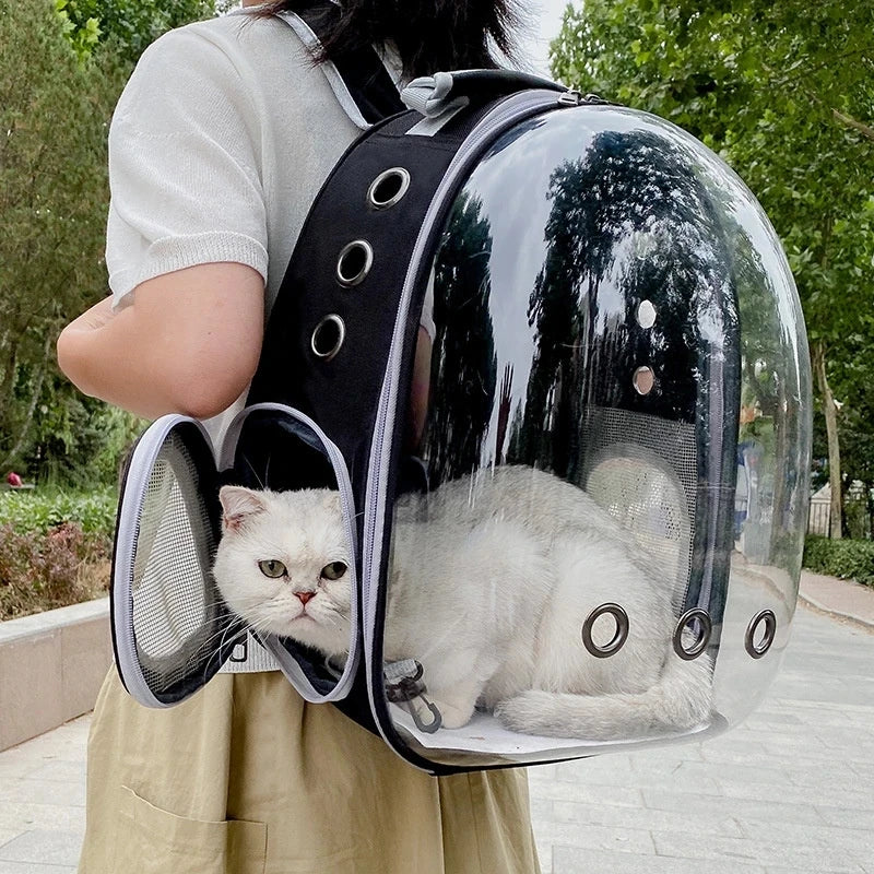 Transparent Pet Carrier Backpack - Breathable Space Capsule for Cats and Dogs, Portable Transport Solution