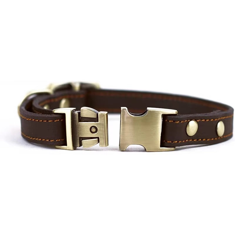 Genuine Leather Dog Collar Quality Handmade Strong Comfortable Metal Buckle Pet Collar for Small Medium Large Dogs