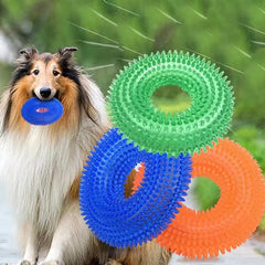 Dog Chew Toy Durable Squeaky Thorn Ring