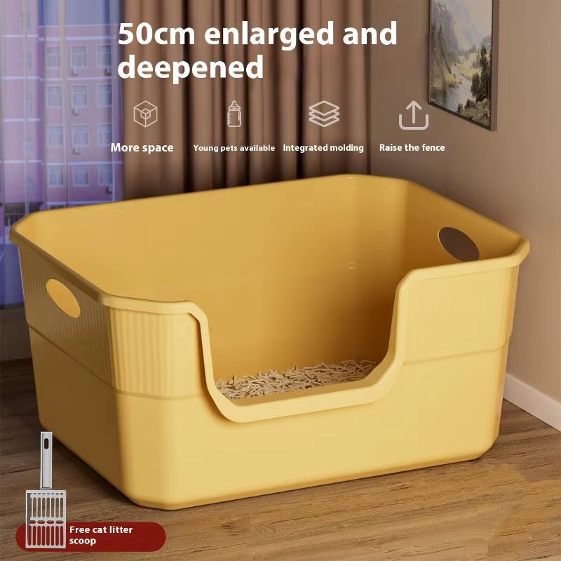 Open-Top Cat Potty Cat Garbage Odor-Resistant Bin Large Capacity Large Size Semi Enclosed Anti-Spla Cat Toilet Pet Supplies