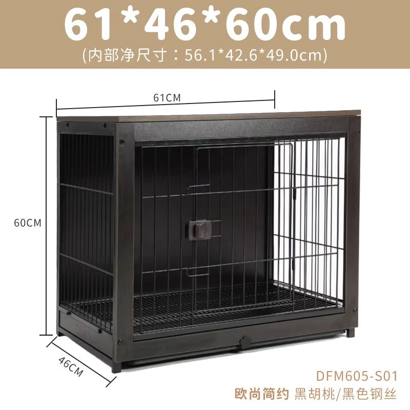 High Quality Portable Squire Metal Wooden Style Crate Pet Dog Kennel Dog Cat Wooden Cage Furniture for Puppy