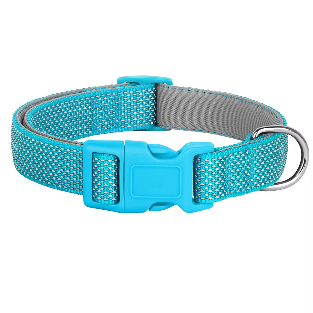 Reflective Dog Collar for Small to Large Dogs - Durable Adjustable Nylon Puppy Collar - High-Visibility Safety Neck Collar for Night Walking