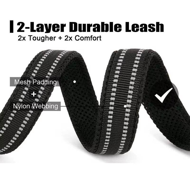 Soft Padded Mesh Dog Leash Reflective Nylon Walking Training Dog Leads Stock Running Pet Leash 5 Color 110Cm Durable