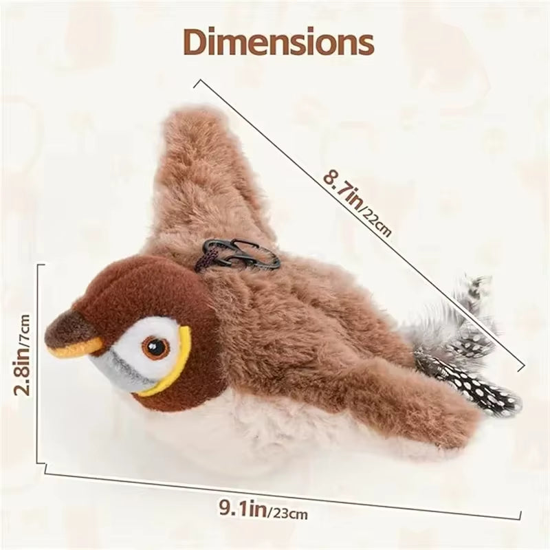 Interactive Rechargeable Flapping Bird Cat Toy with Catnip - Touch Activated Plush Toy for Cats (2 Styles)