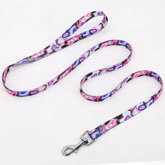 Colorful Braided Pet Leash | Durable Abstract Print Traction Lead for All-Season Outdoor Walking - Black & Purple