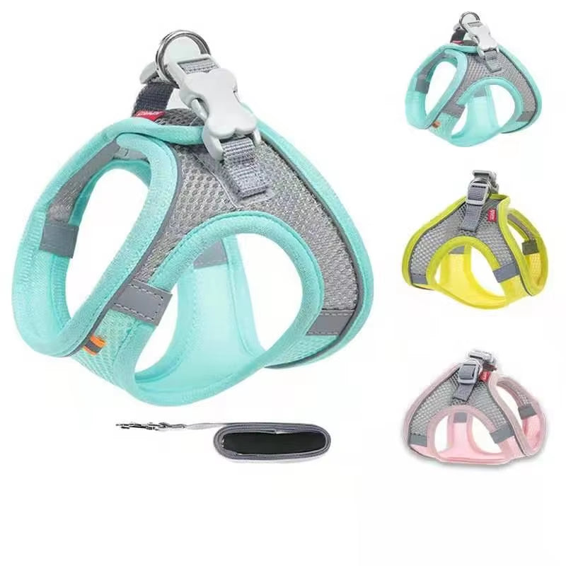 MADDEN Reflective Adjustable Dog Harness Vest and Leash Set for Small to Medium Pets - Breathable Outdoor Walking Solution