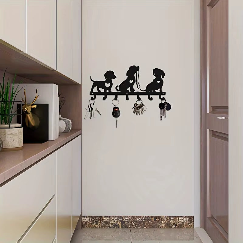 Contemporary Metal Dog-Shaped Wall Hook- Easy to Install, Wall-Mounted Durable Artistic Home Decor