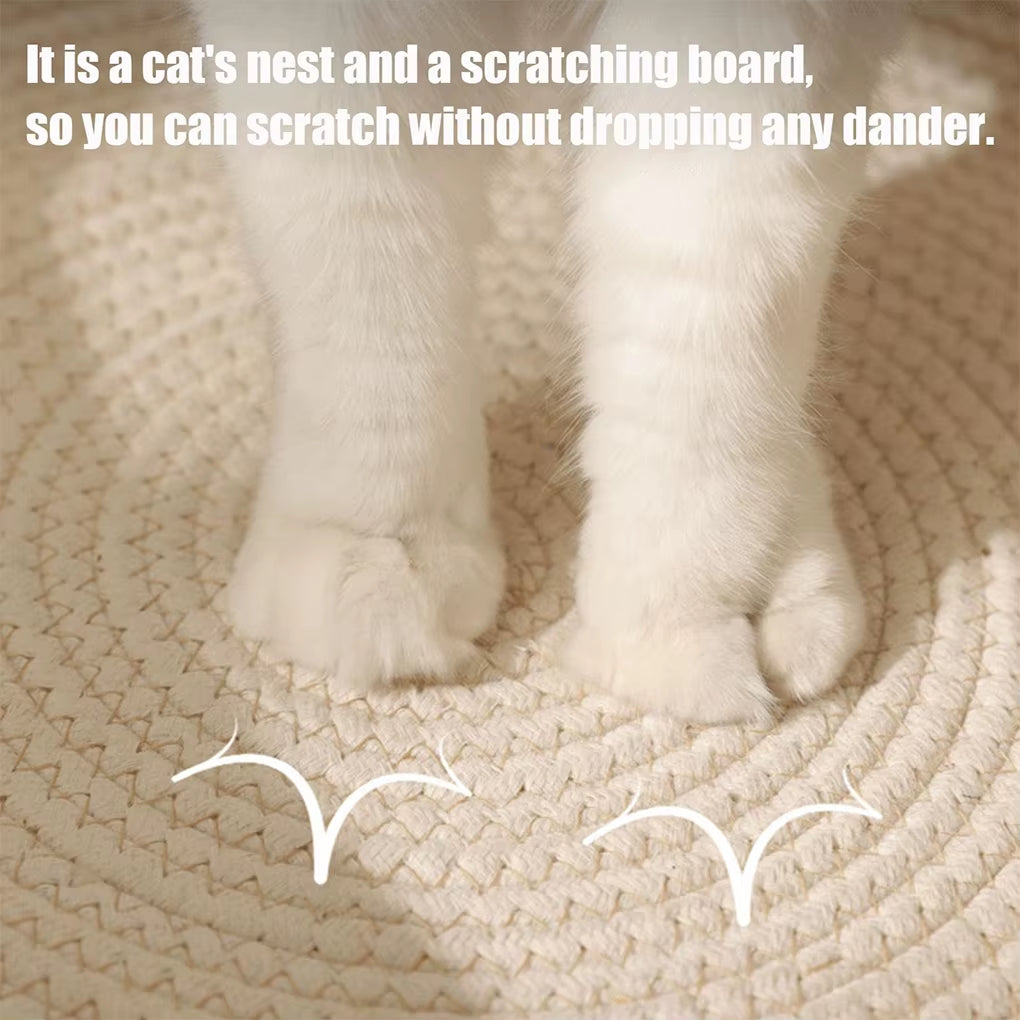 Rattan Weaving Cat Basket Pet Cat Bed Woven Four Seasons Cat Bed Cat Scratch Floor Rattan Interactive Games Ball with Cushion